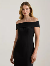 Ralph Lauren Adlar Crepe Off Shoulder Ball Gown Maxi Dress - Black - UK 12