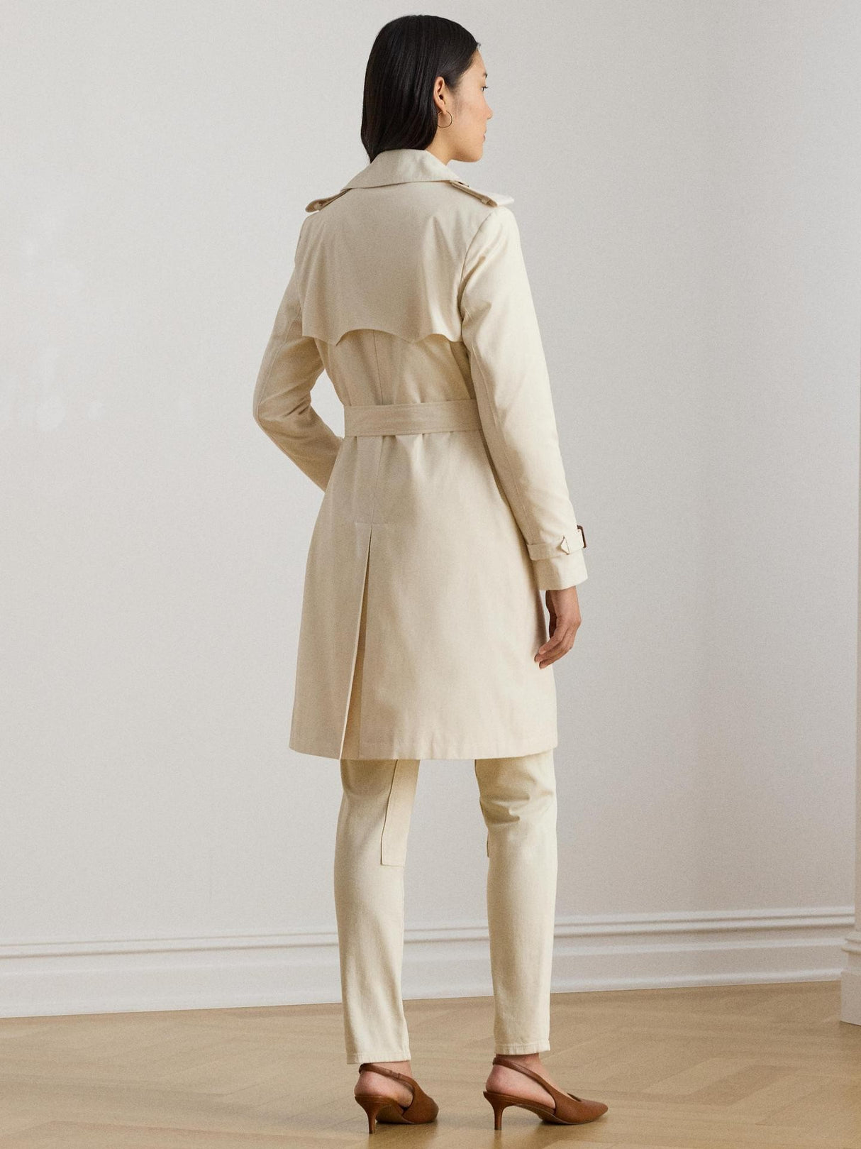Ralph Lauren Women's Double Breasted Button Trench Coat - Cream - Small