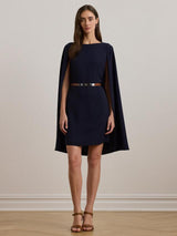 Ralph Lauren Petra Cape Georgette Cocktail Mini Dress - Lighthouse Navy UK 6