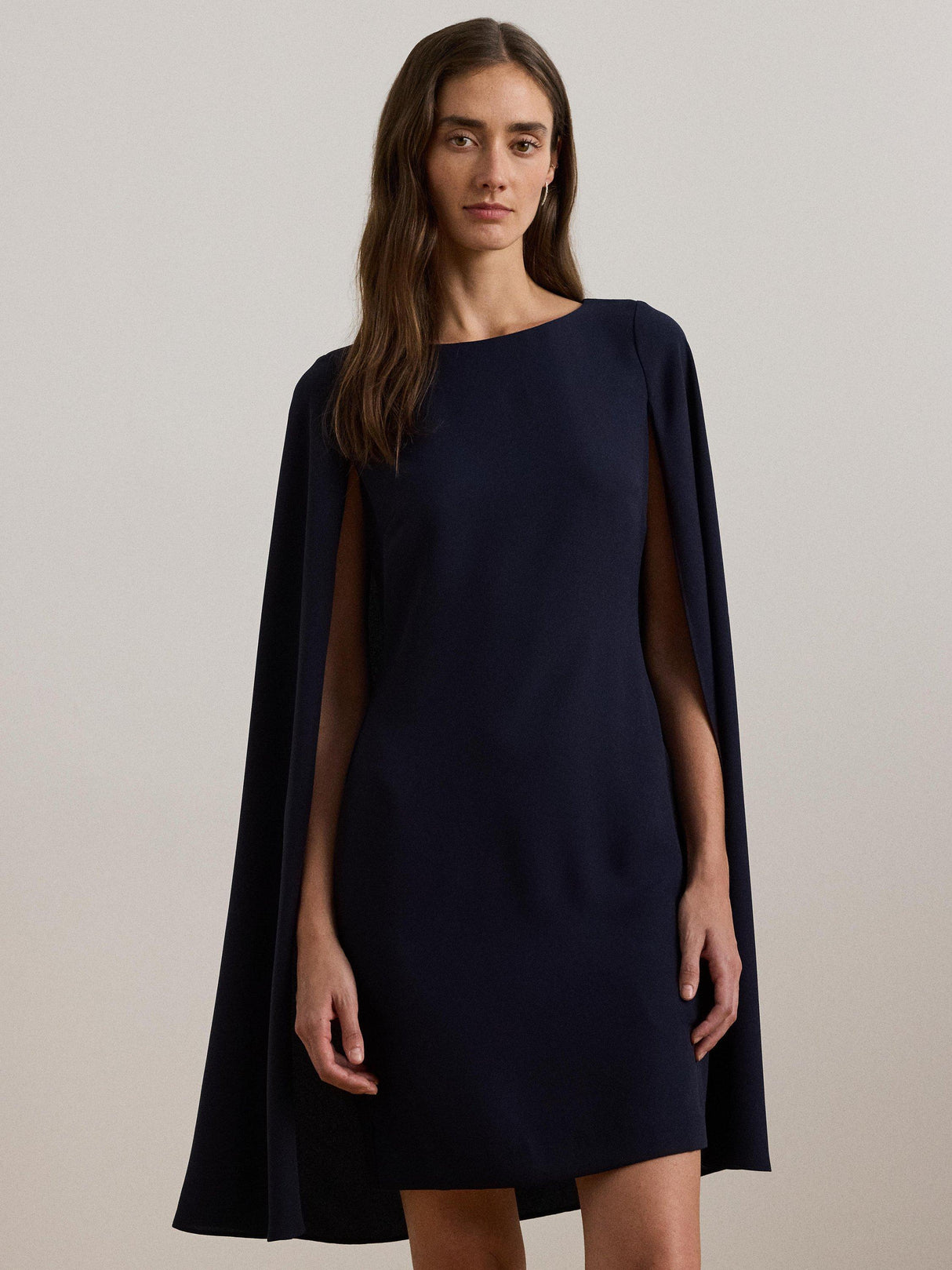 Ralph Lauren Petra Cape Georgette Cocktail Mini Dress - Lighthouse Navy UK 6
