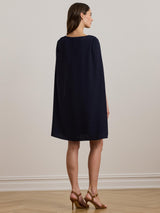 Ralph Lauren Petra Cape Georgette Cocktail Mini Dress - Lighthouse Navy UK 6