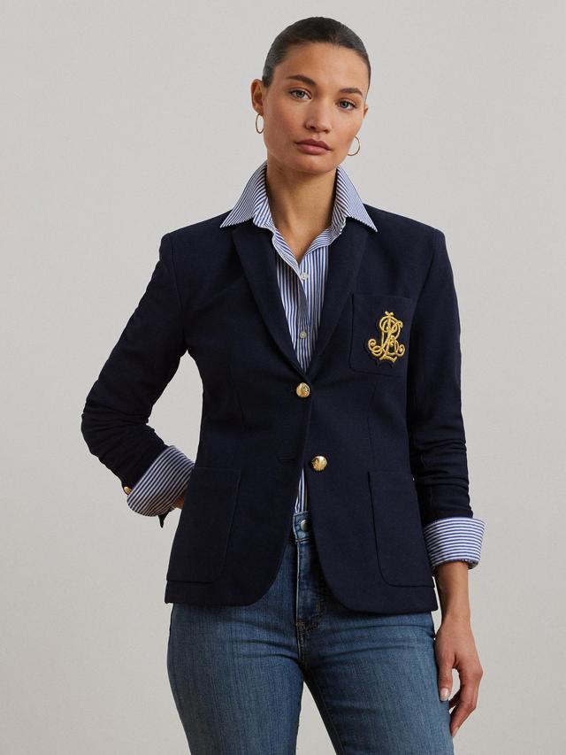 Ralph Lauren Anfisa Patch Jacquard Single Breasted Blazer - Navy  Medium