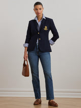 Ralph Lauren Anfisa Patch Jacquard Single Breasted Blazer - Navy  Medium