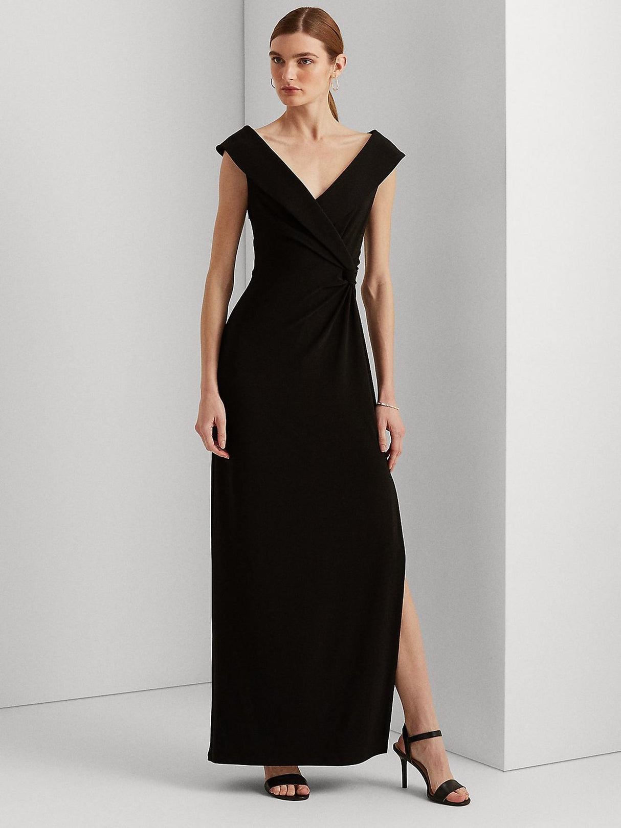 Ralph Lauren Leonidas Womens Lined Floor Length Column Gown - Size 10 Black