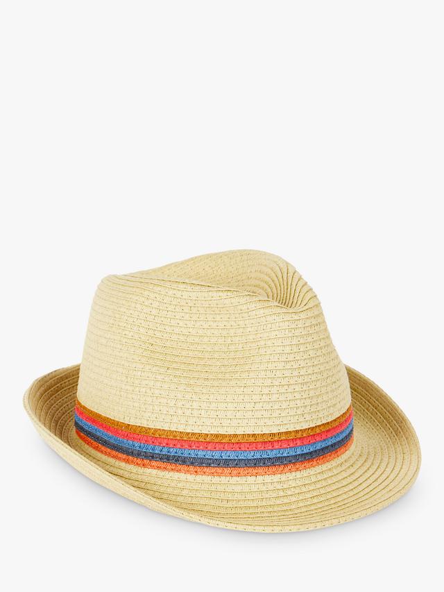 Paul Smith Artist Stripe Woven Paper Straw Trilby Hat - Large - Natural