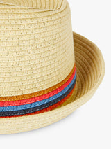 Paul Smith Artist Stripe Woven Paper Straw Trilby Hat - Large - Natural