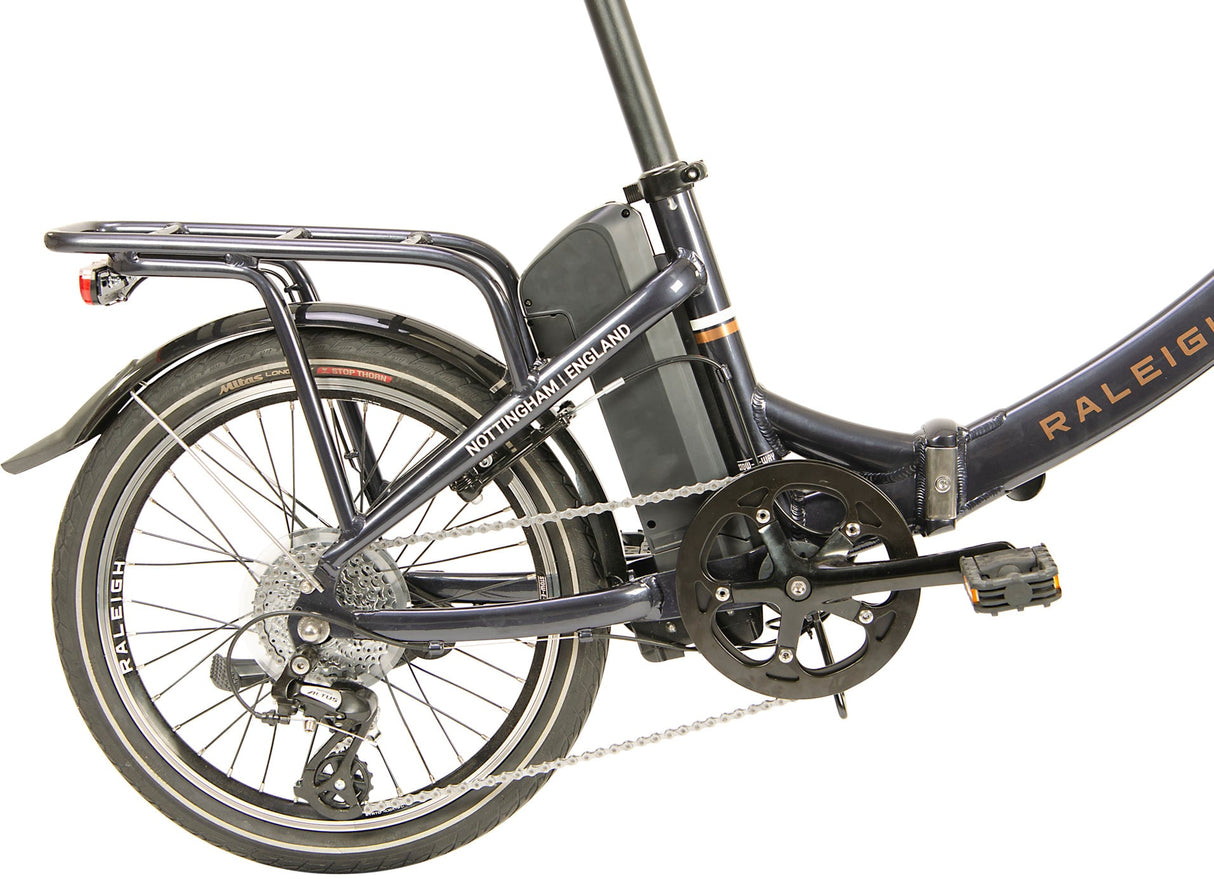 Raleigh Stow-E-Way Folding Compact 7 Speed 20" Wheel Alloy E--Bike - Dark Blue