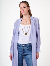 Amanda Wakeley Sophia Pure Silk Semi Sheer Long Shirt - Cornflower - Large