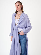 Amanda Wakeley Sophia Pure Silk Semi Sheer Long Shirt - Cornflower - Large