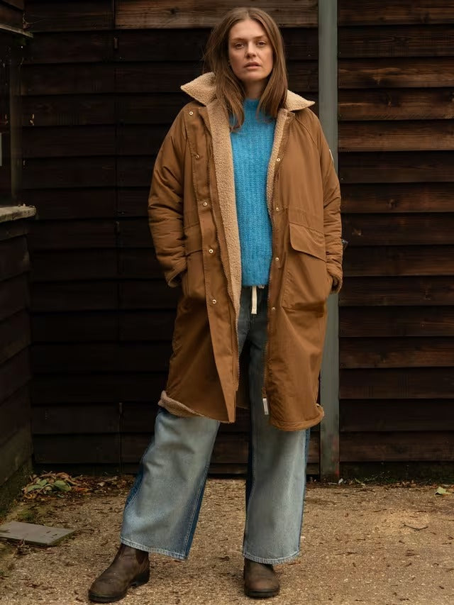 Cape Cove Women's Embrace Water Resistant Sherpa Lined Coat - Brown - Small