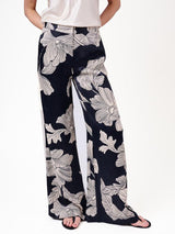 Amanda Wakeley Pippa Floral Print Wide Leg Tailored Trousers 14 Black/White