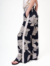 Amanda Wakeley Pippa Floral Print Wide Leg Tailored Trousers 14 Black/White