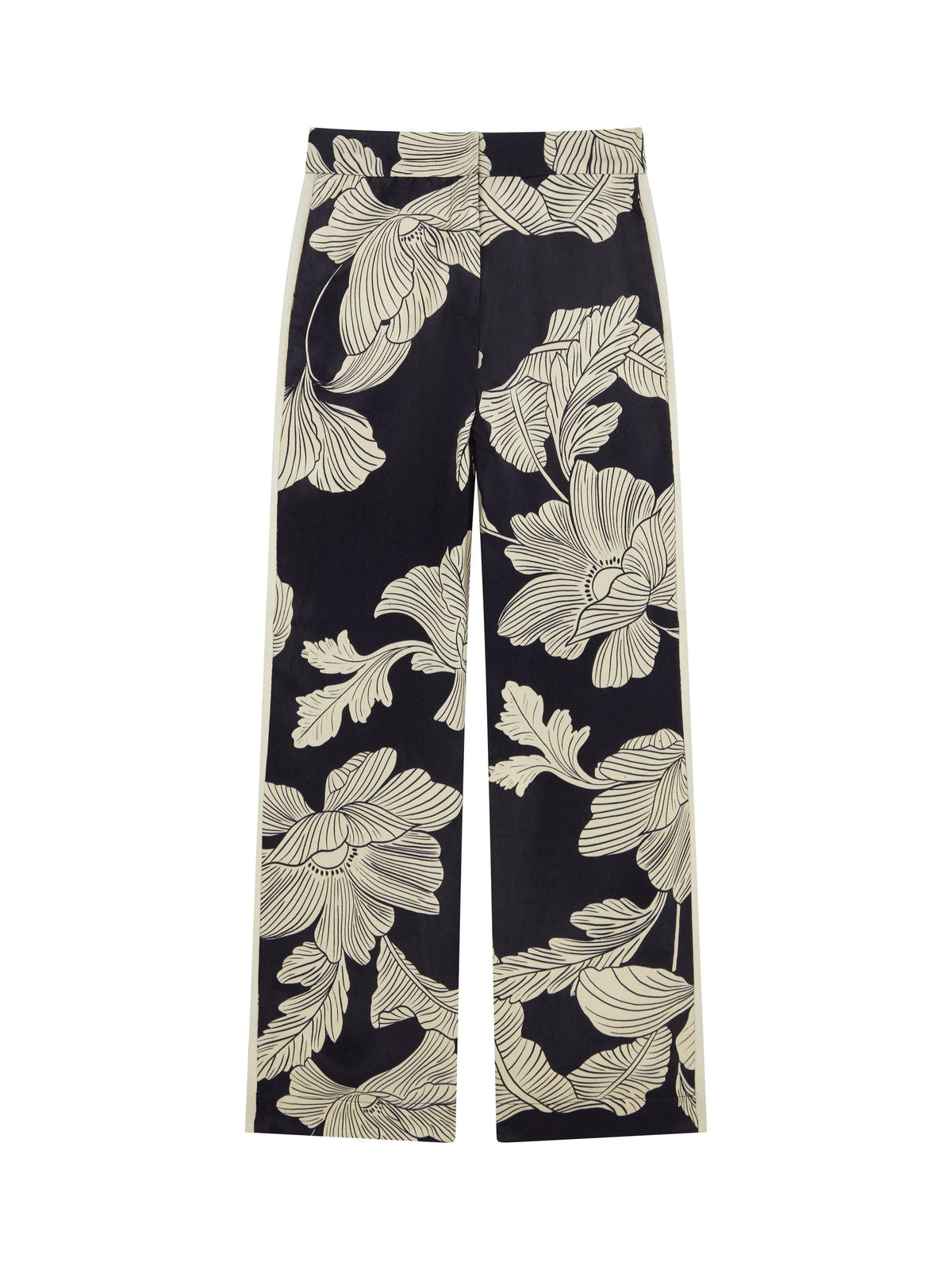 Amanda Wakeley Pippa Floral Print Wide Leg Tailored Trousers 14 Black/White