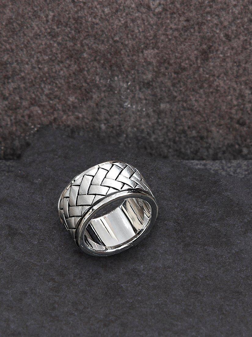 Hoxton London Mens Herringbone 925 Sterling Silver Spinner Ring - T - Silver