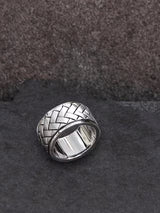 Hoxton London Men's Stylish Herringbone Pattern Spinning Ring - Silver - Y