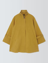 John Lewis Women's Nylon Regular Fit High Neck A-Line Mac Coat - Yellow - S