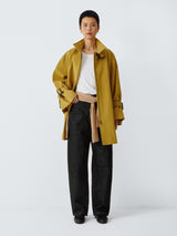 John Lewis Women's Nylon Regular Fit High Neck A-Line Mac Coat - Yellow - S