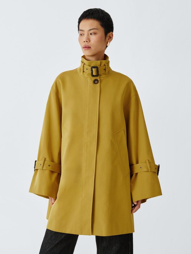 John Lewis A-Line Mac Women's High-Neck Lightweight Zip Coat Yellow - Large