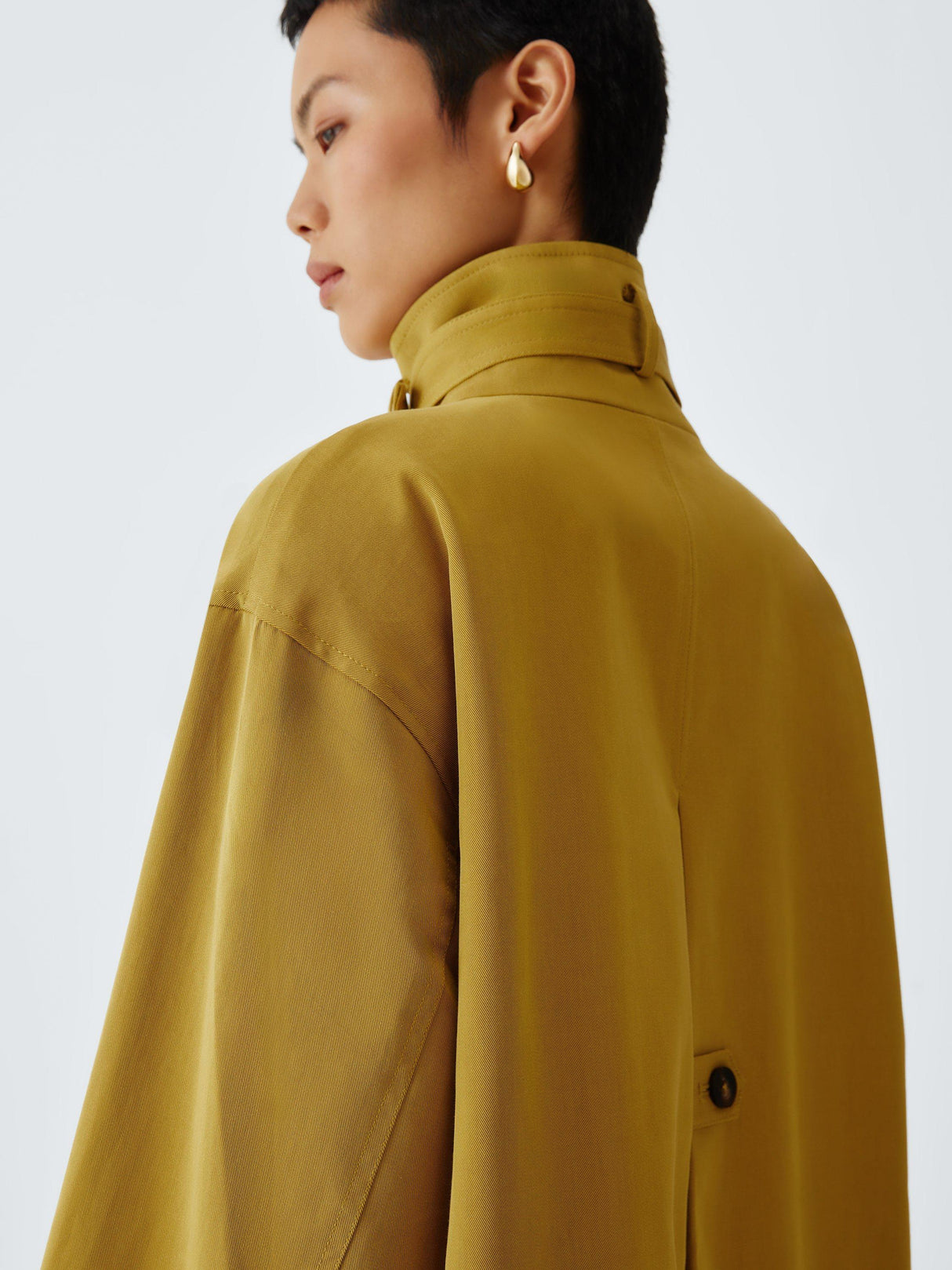 John Lewis A-Line Mac Women's High-Neck Lightweight Zip Coat Yellow - Large