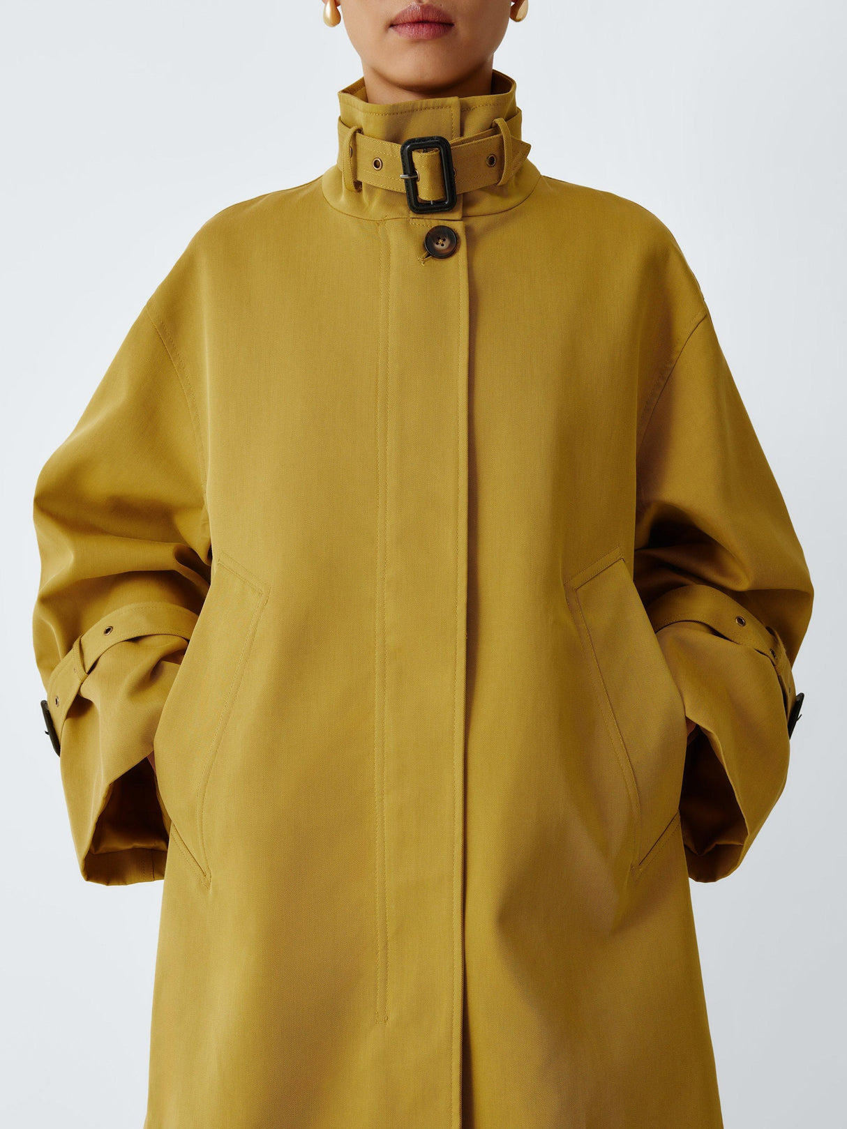 John Lewis A-Line Mac Women's High-Neck Lightweight Zip Coat Yellow - Large