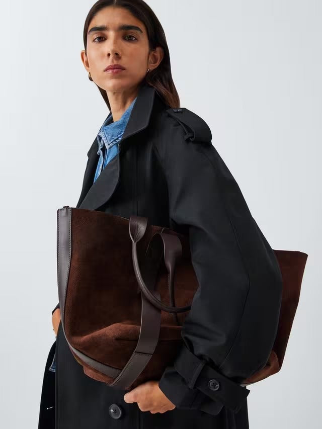 John Lewis Women's Water Repellent Belted Button Trench Coat - Black - UK 12