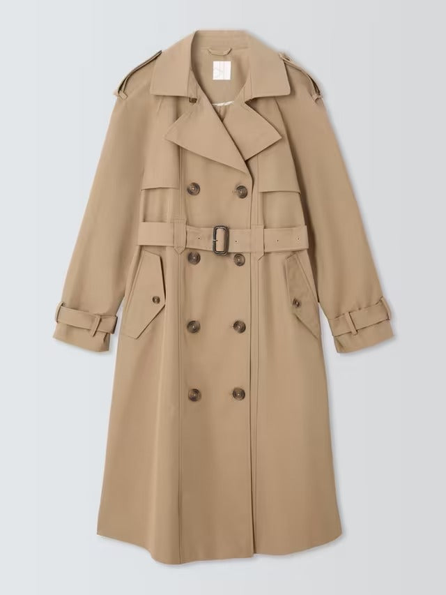 John Lewis Women's Water Repellent Belted Classic Trench Coat - Camel UK 10