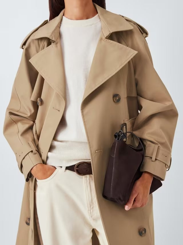 John Lewis Women's Water Repellent Belted Classic Trench Coat - Camel UK 10