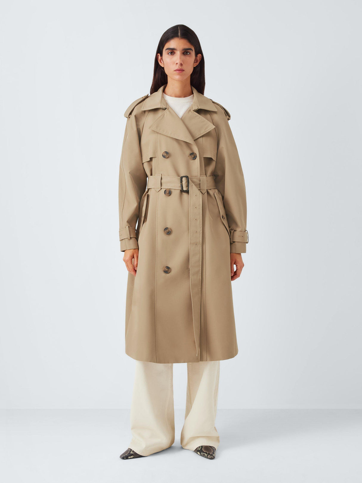 John Lewis Women's Water Repellent Belted Trench Coat - Natural - UK 20