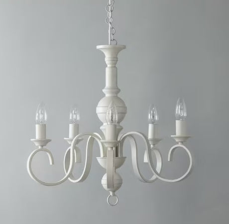 John Lewis Carlita Classic 5 Arm Chandelier Ceiling Light - Matt White