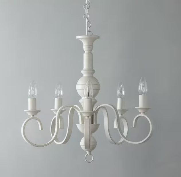 John Lewis Carlita Classic 5 Arm Chandelier Ceiling Light - Matt White