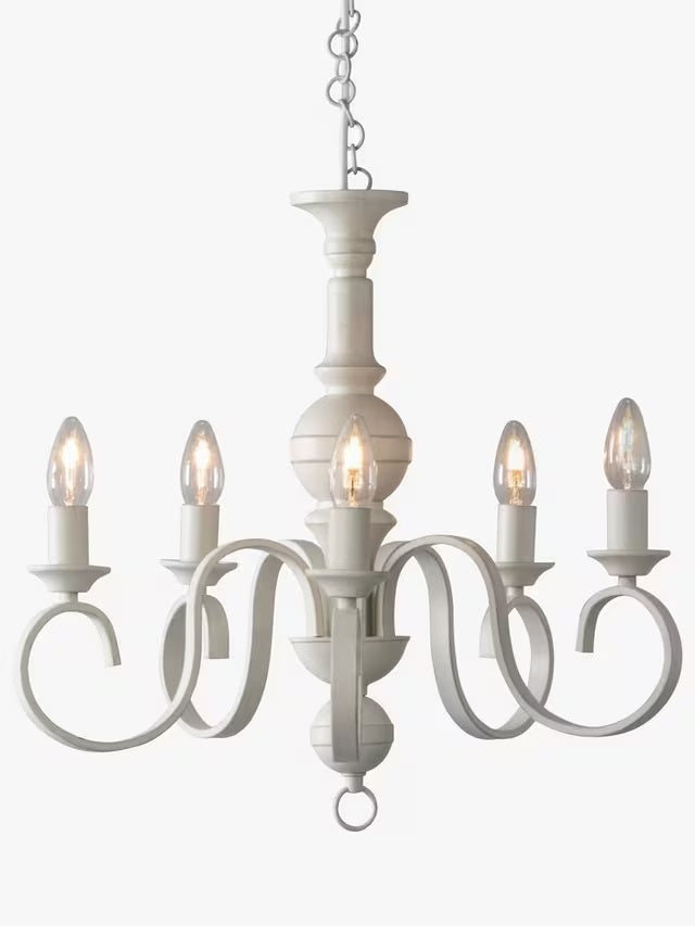 John Lewis Carlita Classic 5 Arm Chandelier Ceiling Light - Matt White