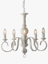 John Lewis Carlita Classic 5 Arm Chandelier Ceiling Light - Matt White