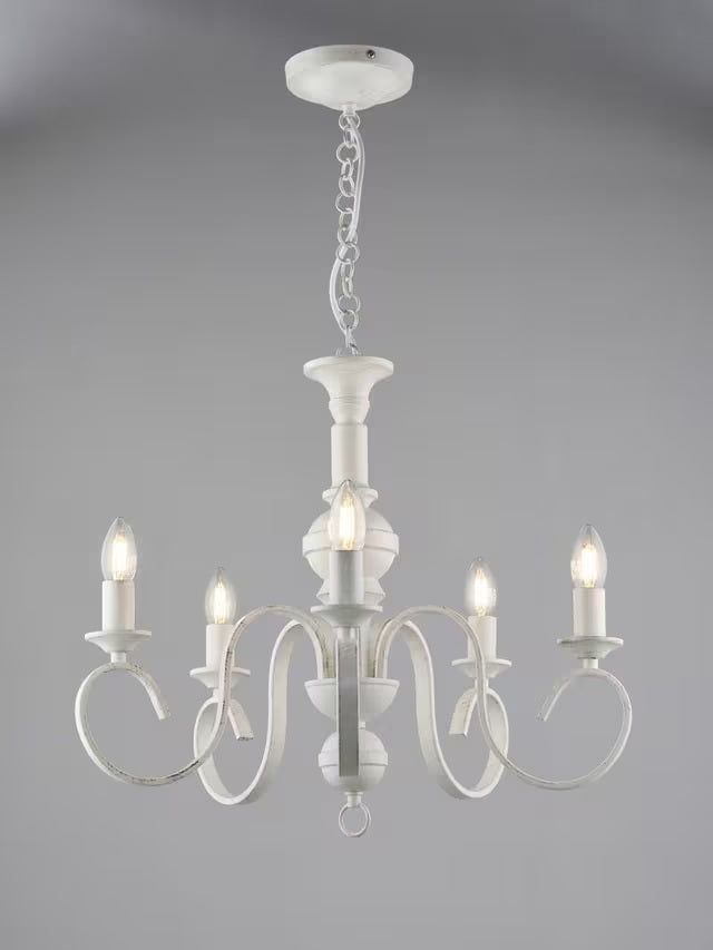 John Lewis Carlita Classic 5 Arm Chandelier Ceiling Light - Matt White