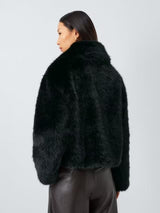 John Lewis Women's Short Cropped Faux Fur Winter Coat Jacket - Black - L