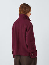 John Lewis Womens Short Funnel Neck Wool Blend Jacket - Burgundy - Size 8