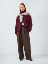 John Lewis Womens Short Funnel Neck Wool Blend Jacket - Burgundy - Size 8