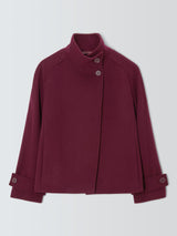 John Lewis Womens Short Funnel Neck Wool Blend Jacket - Burgundy - Size 8