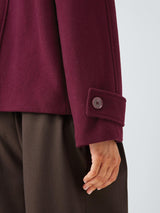 John Lewis Womens Short Funnel Neck Wool Blend Jacket - Burgundy - Size 8