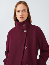 John Lewis Womens Short Funnel Neck Wool Blend Jacket - Burgundy - Size 8