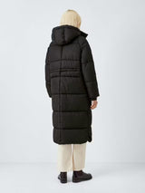 John Lewis Women's Longline Hooded Puffer Coat Jacket - Black - Size 10