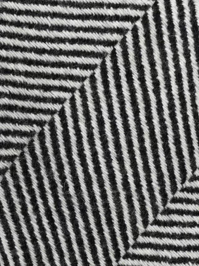 John Lewis Women's Mono Stripe Wool Blend Belted Coat - Black/White - UK 10