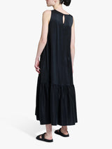 ASCENO Rhea Pure Silk Charmeuse Sleeveless Swing Maxi Dress - Black - XS