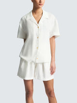 ASCENO Women's The Prague Pure Linen Breathable Button Shirt - White - XS