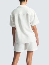 ASCENO Women's The Prague Pure Linen Breathable Button Shirt - White - XS