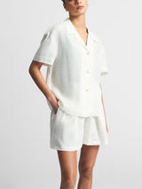 ASCENO Women's The Prague Pure Linen Breathable Button Shirt - White - XS