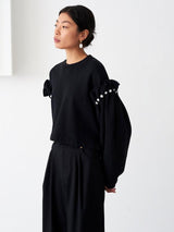 AKYN Dani Jersey Long Sleeve Regular Plain Women's Sweatshirt - Black Large
