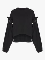 AKYN Dani Jersey Long Sleeve Regular Plain Women's Sweatshirt - Black Large