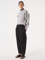AKYN Yuki Women's Faux Pearl Trim Wool Rich Jumper - Grey Marl - Medium