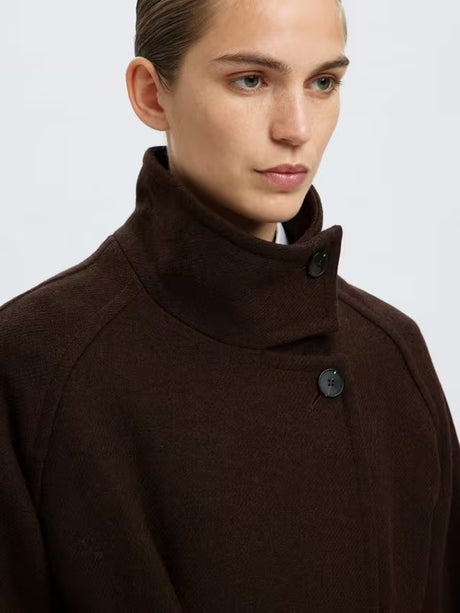 Selected Women's Madeline Wool Blend V Neck Overcoat - Delicioso EU 38/UK 10