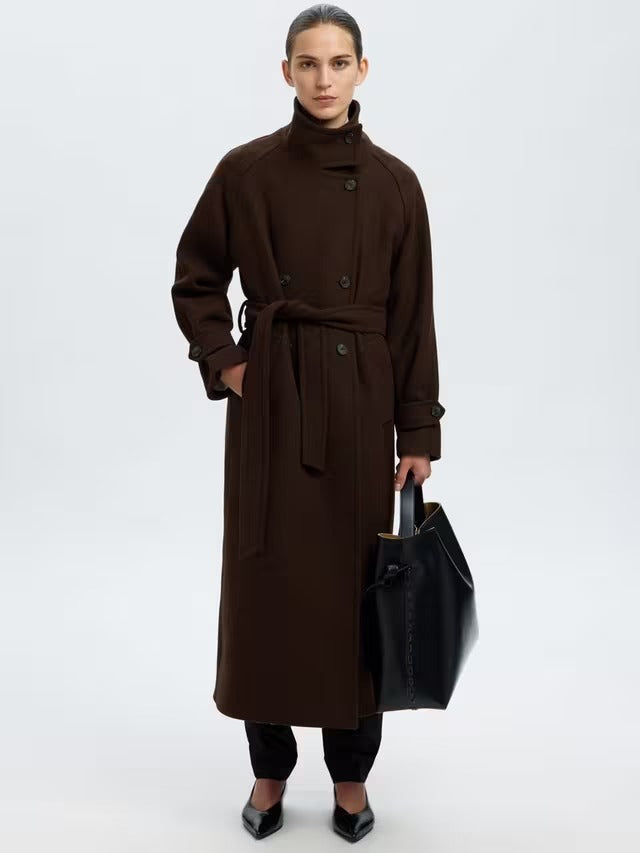 Selected Women's Madeline Wool Blend V Neck Overcoat - Delicioso EU 38/UK 10